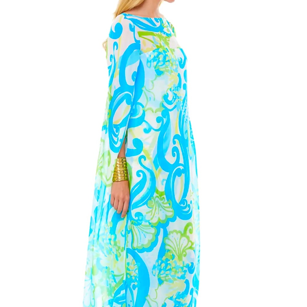 NWT🩵LILLY PULITZER 4 KINGSTON MAXI CAFTAN CRYSTAL COAST GRAIL FIND!!!🩵 - Picture 9 of 13